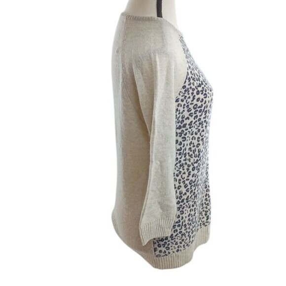 Autumn Cashmere Womens S Leopard Print Sweater 100% Cashmere Beige Gray - Picture 4 of 6